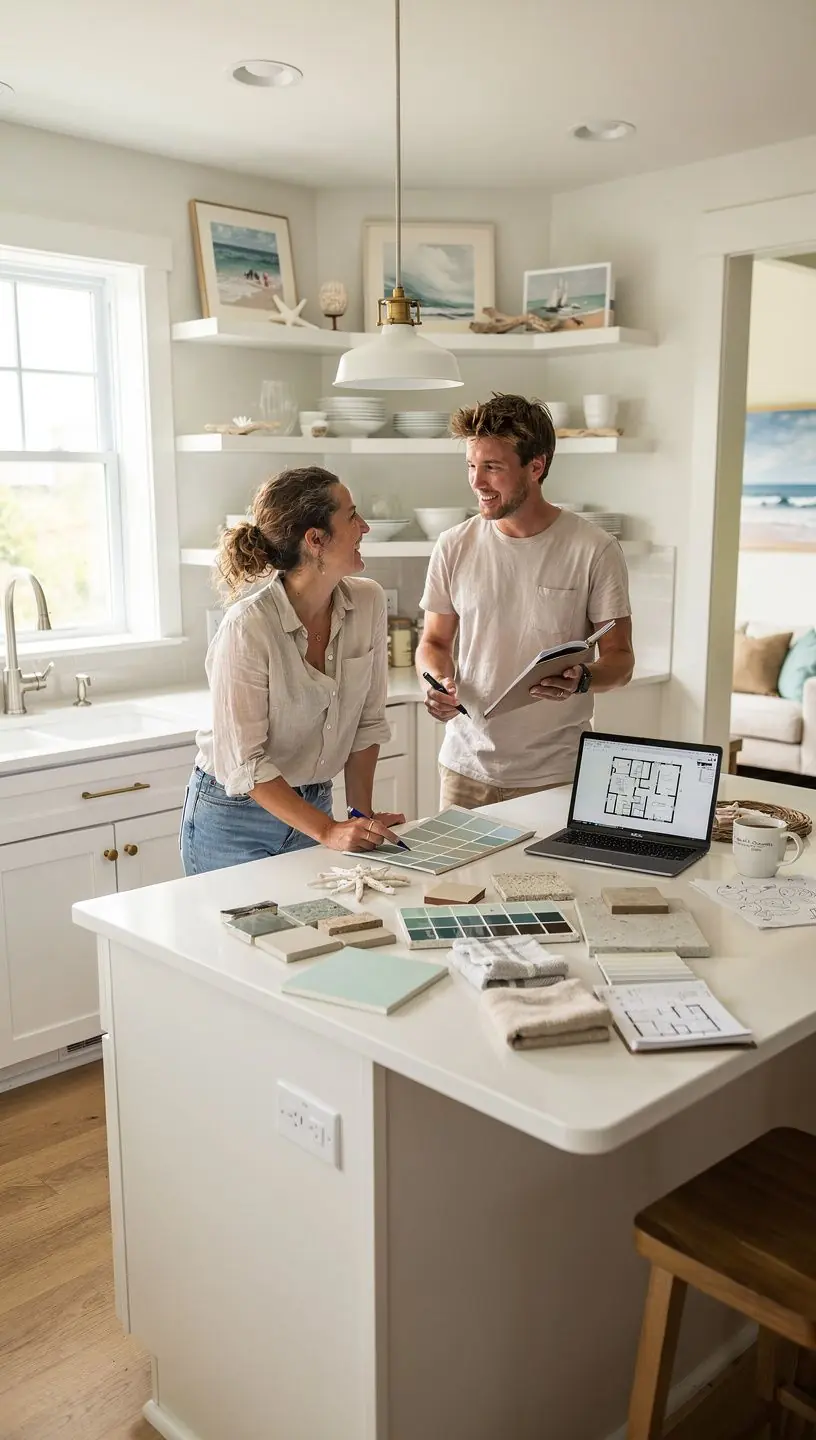 Zewnętrzny widok na nowoczesny dom na wynajem w nadmorskiej okolicy