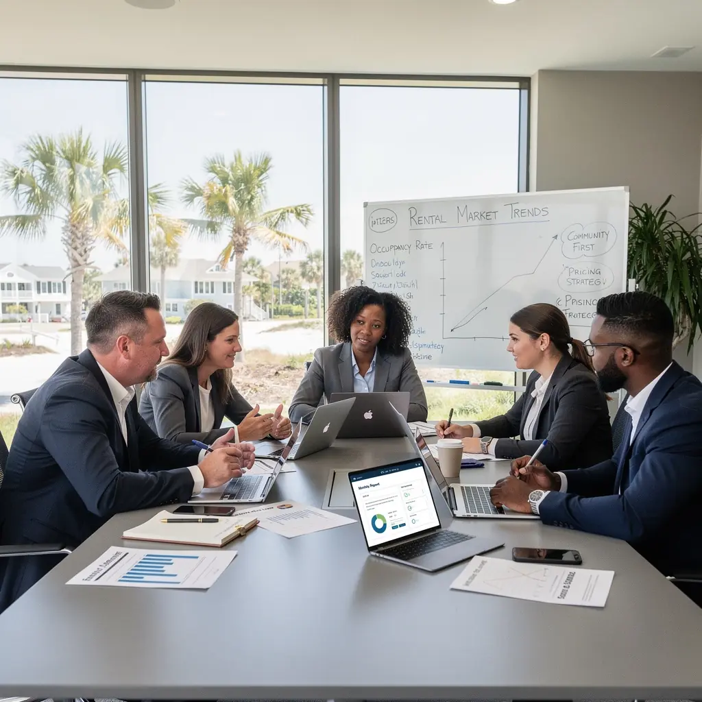 Widok na domy nadmorskie w USA z pięknym widokiem na ocean